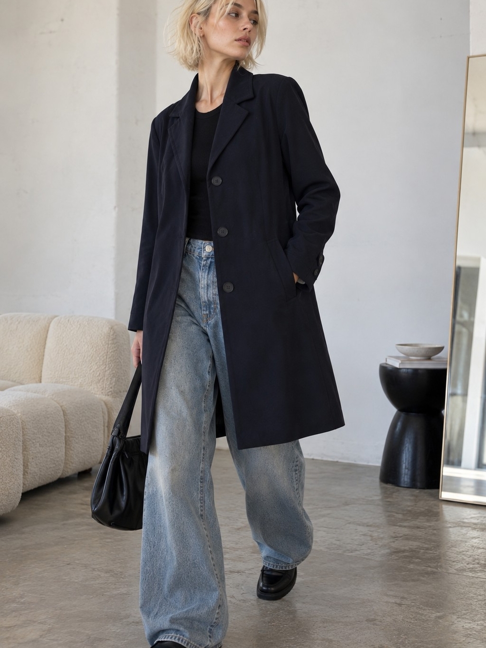 Bernardo Midnight Navy Lightweight Long Trench Coat – Size S